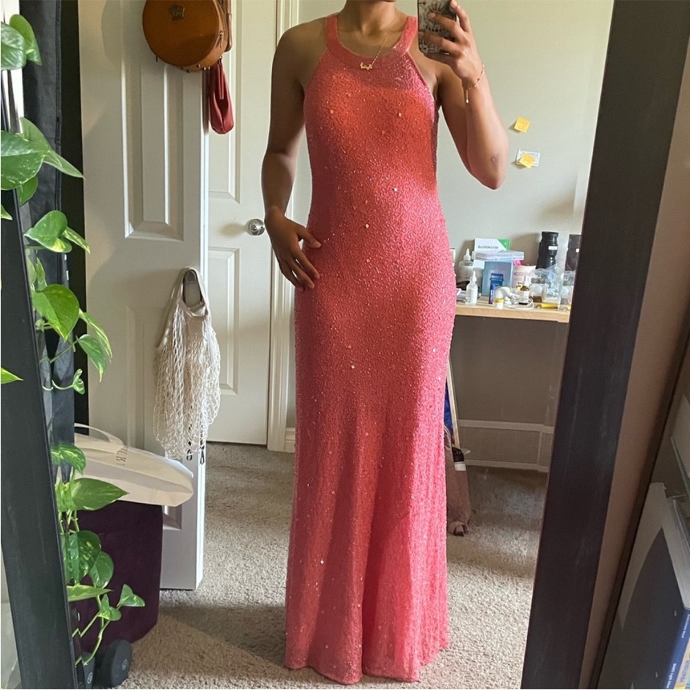 Elegant Pink Mermaid Sleeveless Dress
